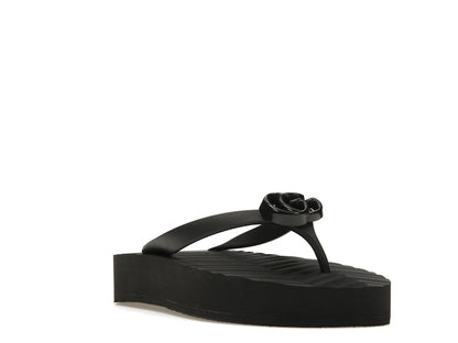 Gucci Chevron Thong Sandal Black Rubber