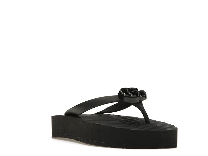 Gucci Chevron Thong Sandal Black Rubber