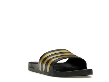 adidas Adilette Aqua Slides Core Black Gold Metallic