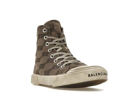 Balenciaga Paris High Top BB Monogram Dark Beige Brown