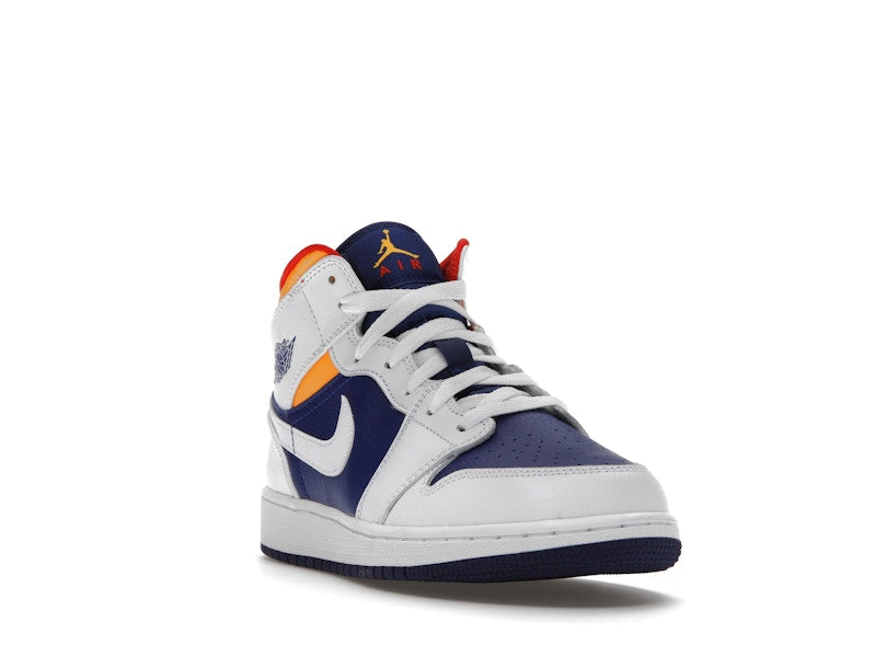 Jordan 1 Mid White Laser Orange Deep Royal Blue (GS)