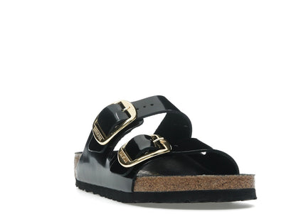 Birkenstock Arizona Big Buckle Natural Leather Patent Black Gold (Women's)
