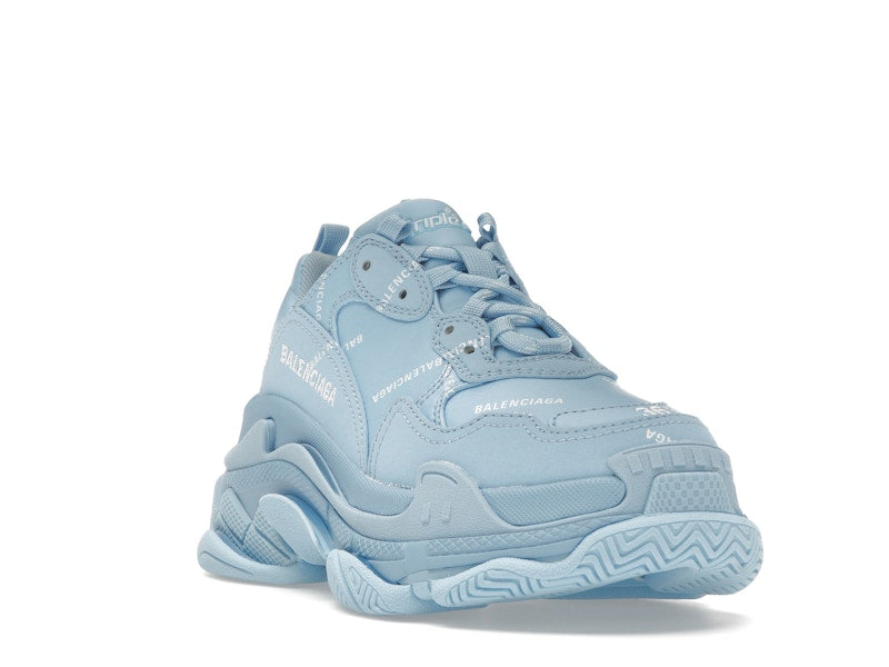 Balenciaga All Over Logo Triple S Blue Grey (Women's)