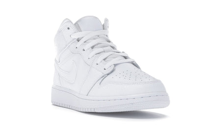 Jordan 1 Mid Triple White Tumbled Leather (GS)