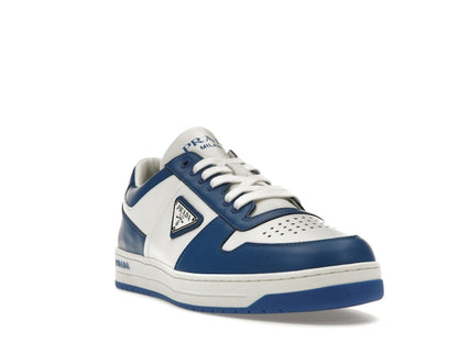 Prada Downtown Low Top Sneakers Leather White Cobalt Blue