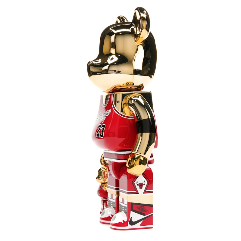 Bearbrick Michael Jordan 1985 Rookie Jersey 100% & 400% Set Gold Chrome