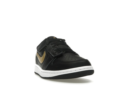 Jordan 1 Low FlyEase Black White Metallic Gold
