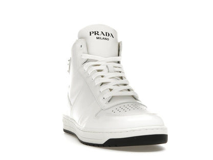 Prada Downtown High Top Sneakers Leather White White Black