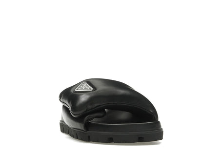 Prada Soft Padded 20mm Slide Sandal Black Nappa Leather