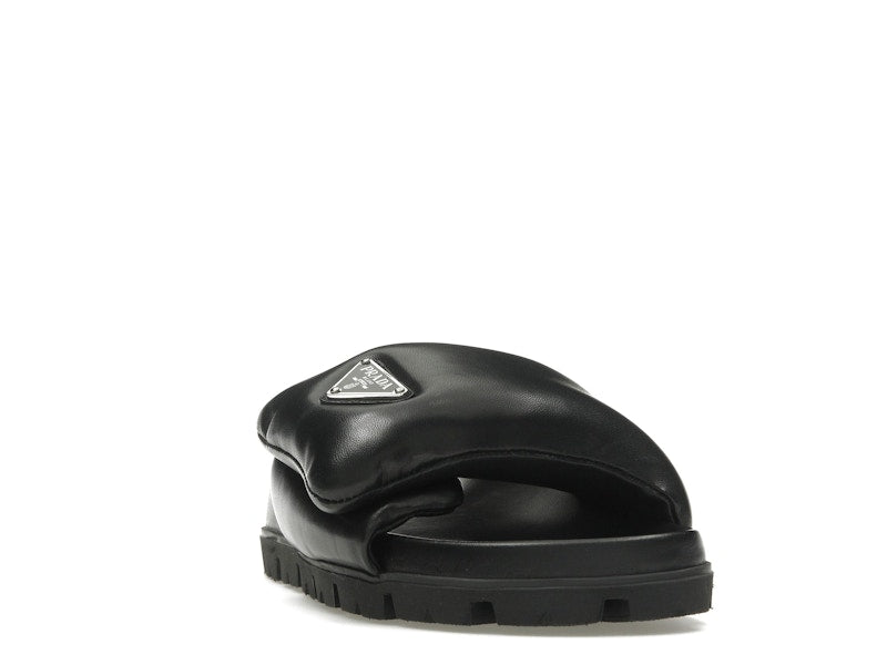 Prada Soft Padded 20mm Slide Sandal Black Nappa Leather
