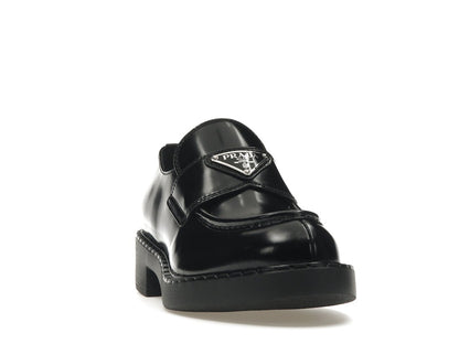 Prada Chocolate 50mm Loafer Black Brushed Leather