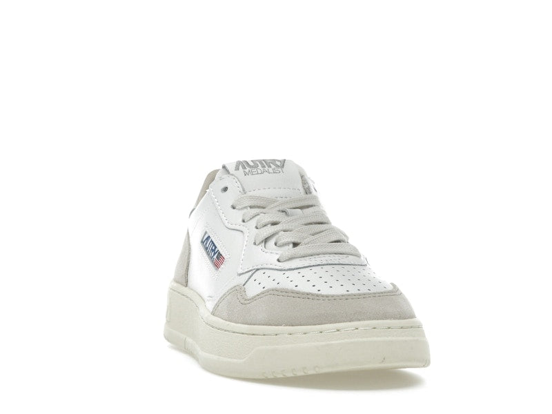 Autry Medalist Leather Low White Beige Suede (Women's)