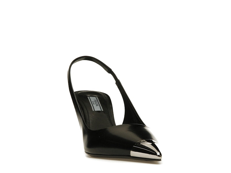 Prada 75mm Slingback Pump Black Leather