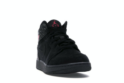 Jordan 1 Mid Black Rush Pink White Splatter (GS)