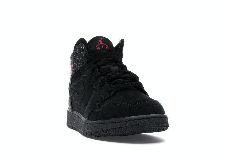Jordan 1 Mid Black Rush Pink White Splatter (GS)