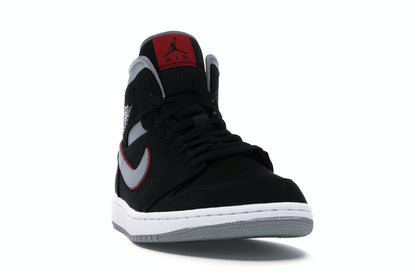 Jordan 1 Mid Black Particle Grey Gym Red