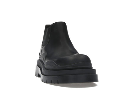 Bottega Veneta Leather Tire Chunky Sole Ankle Chelsea Boot Black