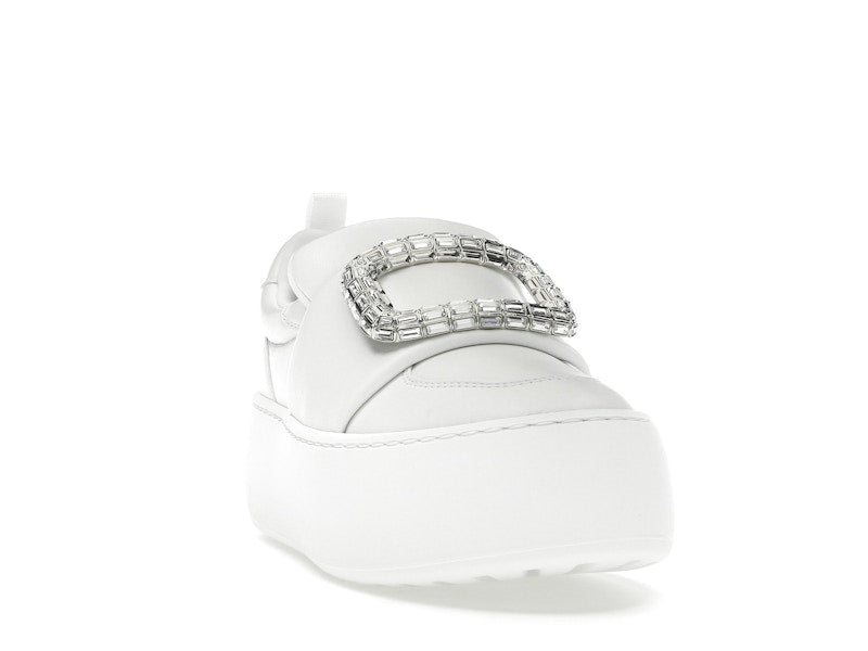 Roger Vivier Viv' Up White Crystal Buckle (Women's)