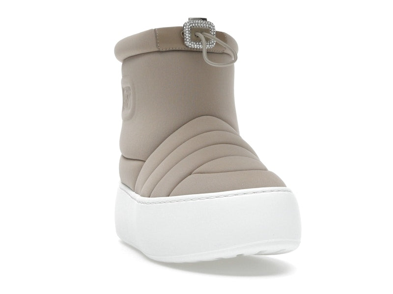 Roger Vivier Viv' Winter Puffy Ankle Boots Beige Crystal Buckle (Women's)