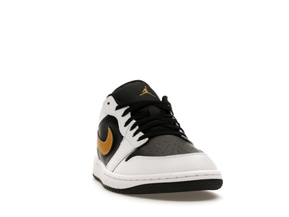 Jordan 1 Low White Black Metallic Gold Swoosh