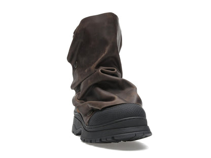 H&M x Glenn Martens Gaiter-Detail Leather Boots Dark Brown