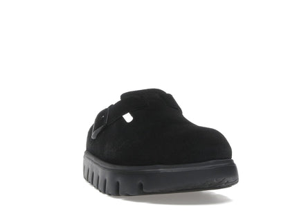 Birkenstock Boston Chunky Suede Black Black Sole (Narrow) (Women's)