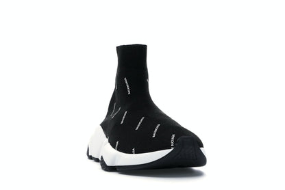 Balenciaga Speed Trainer Logo Print Black White (Women's)