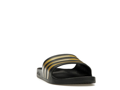 adidas Adilette Aqua Slides Core Black Gold Metallic