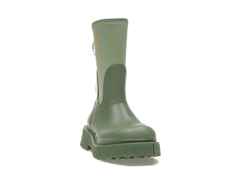 OFF-WHITE Zip-tie Rain Boots Green (Women's)