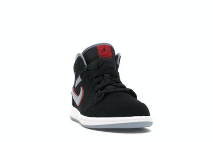 Jordan 1 Mid Black Particle Grey Gym Red (PS)