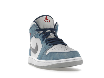Jordan 1 Mid French Blue Fire Red