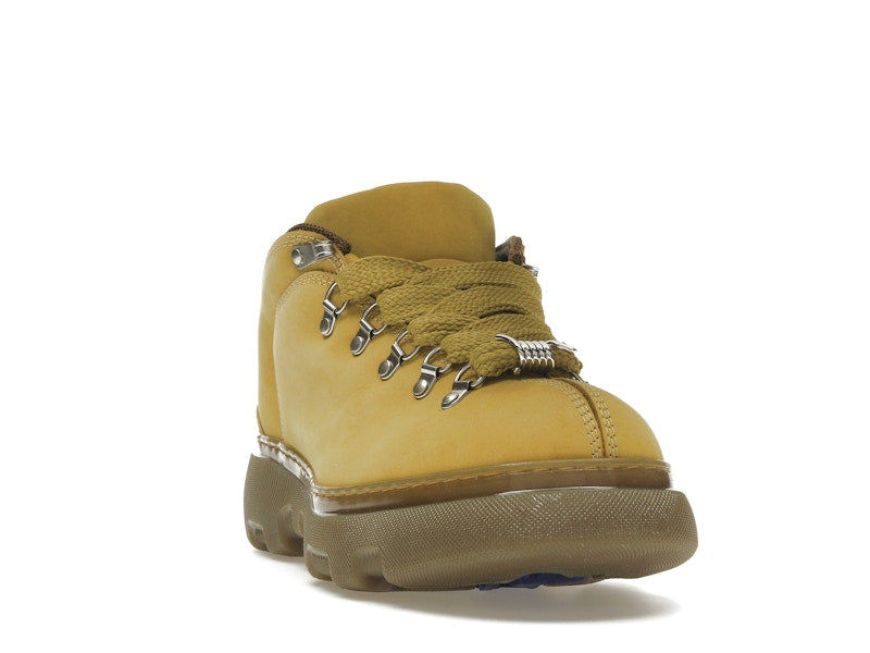 Burberry Lace Up Leather Ankle Boot Mustard Yellow