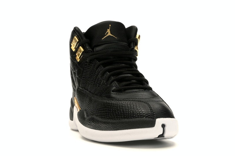 Jordan 12 Retro Black Metallic Gold White (Women's)