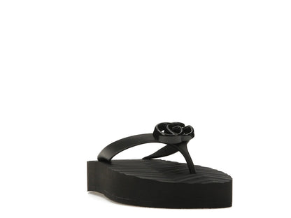 Gucci Chevron Thong Sandal Black Rubber