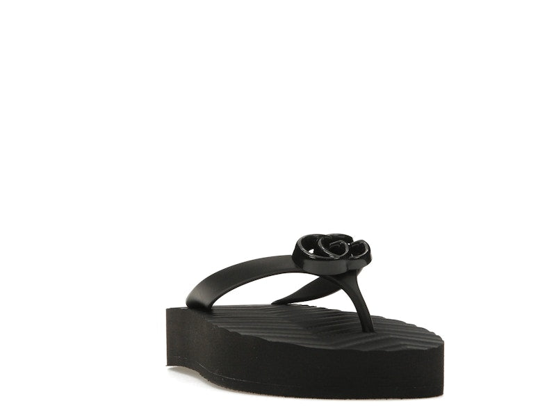 Gucci Chevron Thong Sandal Black Rubber