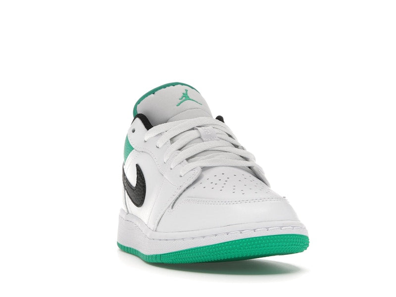 Jordan 1 Low White Lucky Green Tumbled Leather (GS)