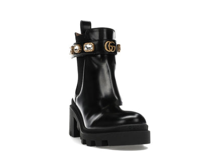 Gucci Crystal Belt 60mm Ankle Boot Black Leather
