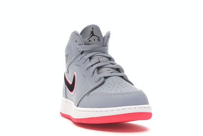 Jordan 1 Mid Wolf Grey Racer Pink Black (GS)