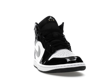 Jordan 1 Mid SE Patent Black White Metallic Silver Metallic Gold