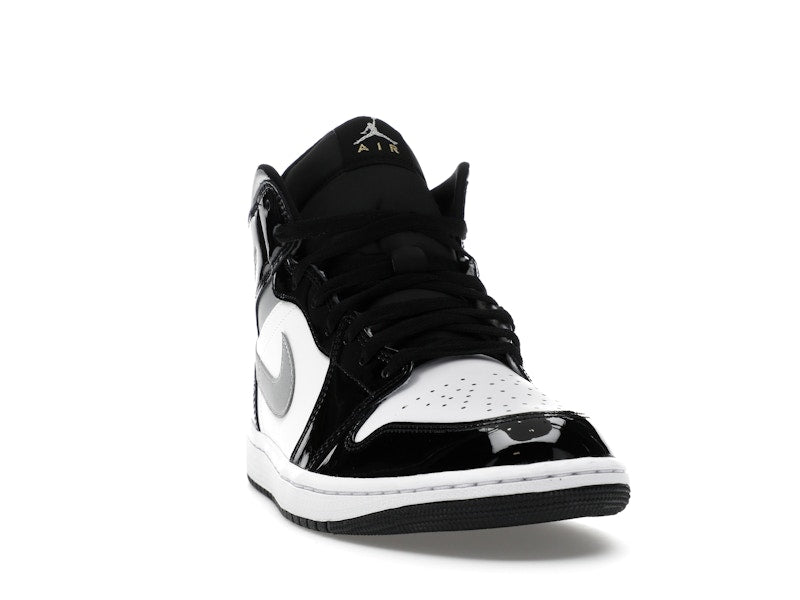 Jordan 1 Mid SE Patent Black White Metallic Silver Metallic Gold