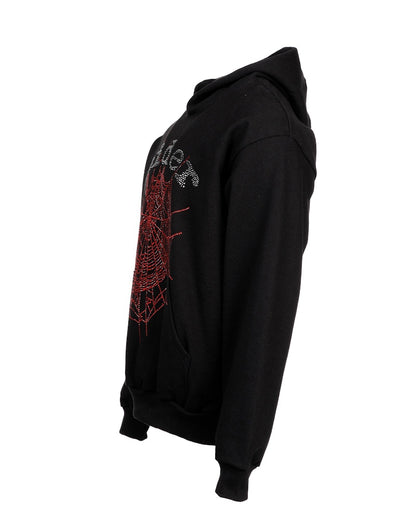 Sp5der OG Rhinestone Logo Hoodie Black