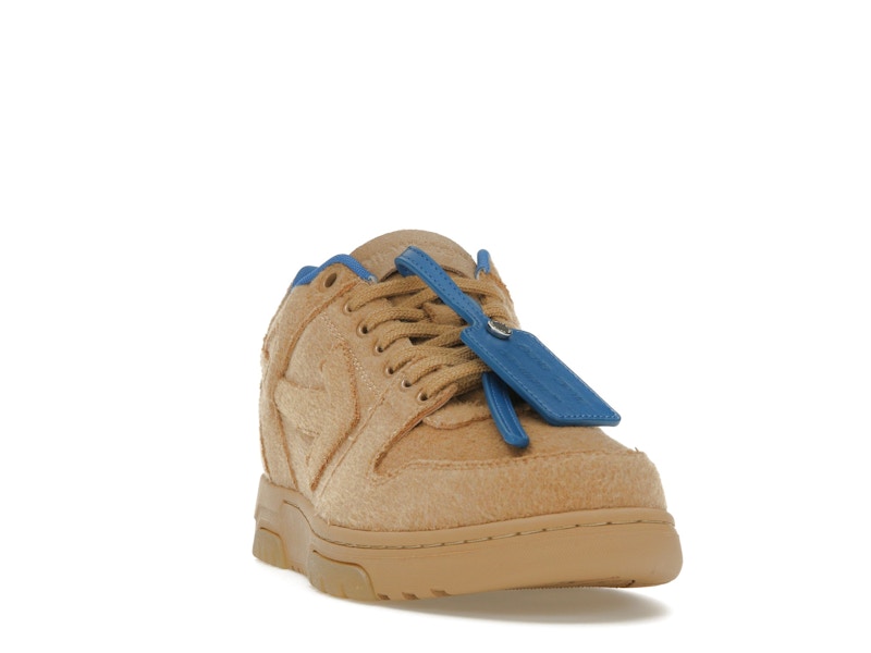 OFF-WHITE Out Of Office OOO Low Tops Camel Blue Wool