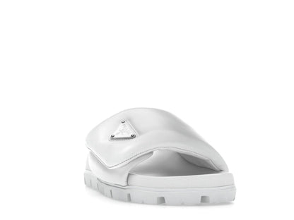 Prada Soft Padded 20mm Slide Sandal White Nappa Leather