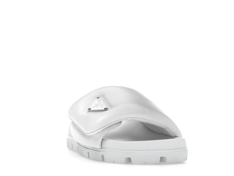 Prada Soft Padded 20mm Slide Sandal White Nappa Leather