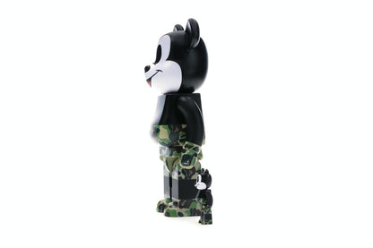 Bearbrick BAPE Mickey Mouse 100% & 400% Set Black/Green Camo