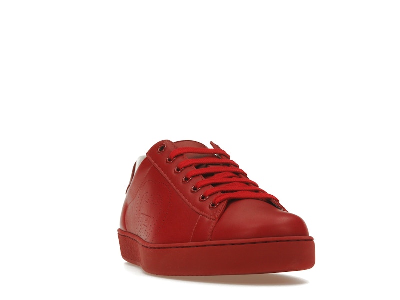Gucci Ace Perforated Interlocking G Red