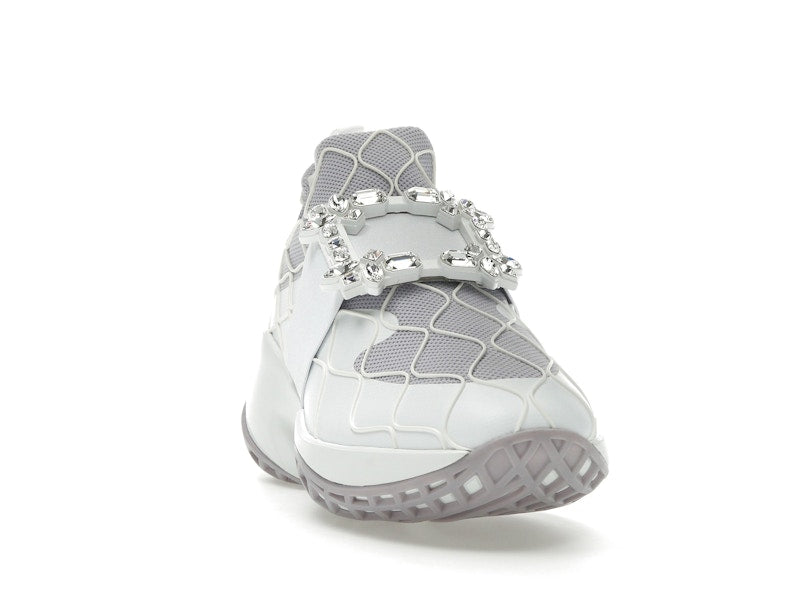 Roger Vivier Viv' Run Fabric White Purple Crystal Buckle (Women's)
