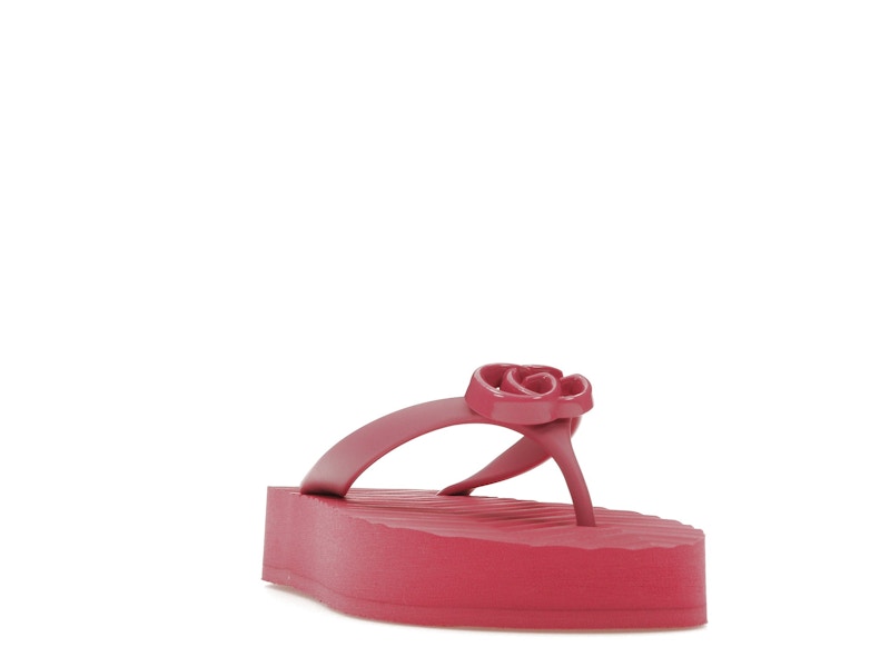 Gucci Chevron Thong Sandal Pink Rubber