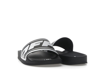 OFF-WHITE Embossed Logo Pool Slides Black White (Women's)