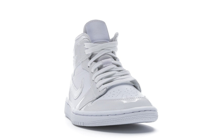 Jordan 1 Mid Triple White Patent Swoosh (Women's)